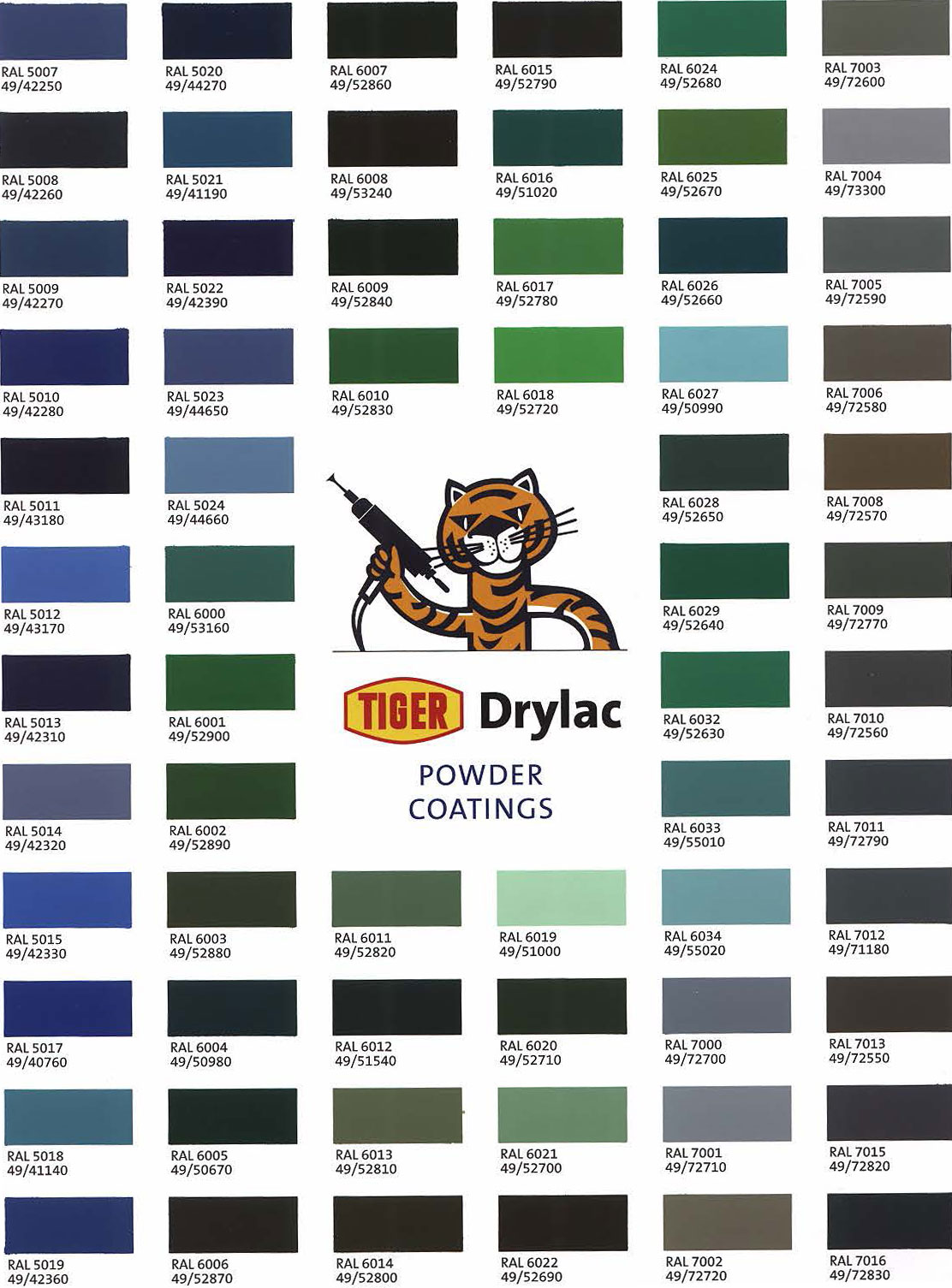 Tiger Drylac Series 39 Color Chart